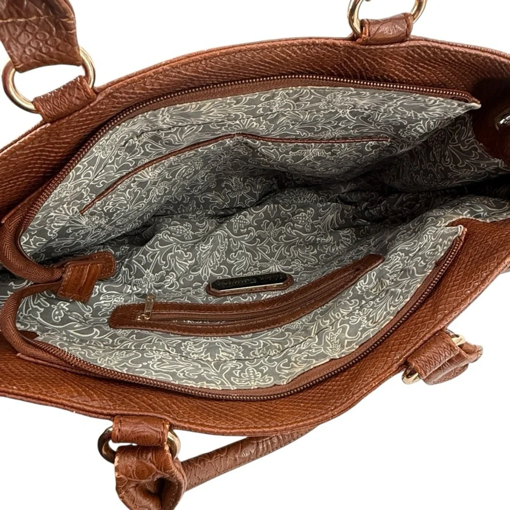 Urban Expressions Chic Tan Milan Faux Croc Textured Vegan Handbag Purse